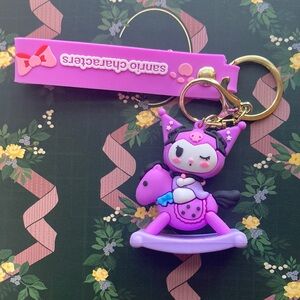 Kuromi on Rocking Horse Keychain